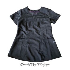Healing hands purple label black scrub shirt, size small. Free ship
